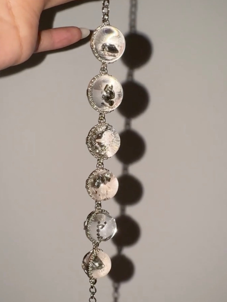 "The Deity" - Chalcopyrite Quartz craved in Silver Bracelet